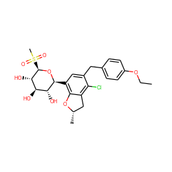 CCOc1ccc(Cc2cc([C@@H]3O[C@H](S(C)(=O)=O)[C@@H](O)[C@H](O)[C@H]3O)c3c(c2Cl)C[C@H](C)O3)cc1 ZINC000206061993