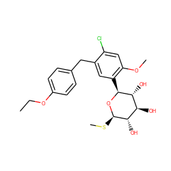 CCOc1ccc(Cc2cc([C@@H]3O[C@H](SC)[C@@H](O)[C@H](O)[C@H]3O)c(OC)cc2Cl)cc1 ZINC000206070302