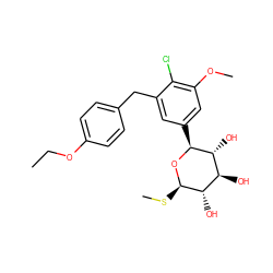 CCOc1ccc(Cc2cc([C@@H]3O[C@H](SC)[C@@H](O)[C@H](O)[C@H]3O)cc(OC)c2Cl)cc1 ZINC000206068573