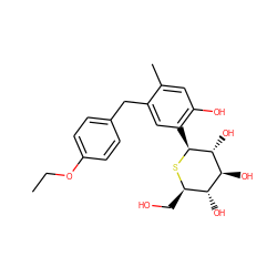 CCOc1ccc(Cc2cc([C@@H]3S[C@H](CO)[C@@H](O)[C@H](O)[C@H]3O)c(O)cc2C)cc1 ZINC000043131351