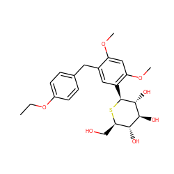 CCOc1ccc(Cc2cc([C@@H]3S[C@H](CO)[C@@H](O)[C@H](O)[C@H]3O)c(OC)cc2OC)cc1 ZINC000049071672