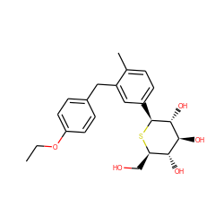 CCOc1ccc(Cc2cc([C@@H]3S[C@H](CO)[C@@H](O)[C@H](O)[C@H]3O)ccc2C)cc1 ZINC000049070646