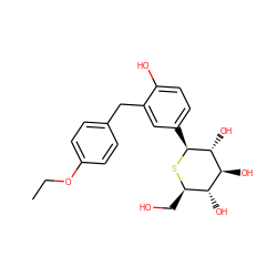 CCOc1ccc(Cc2cc([C@@H]3S[C@H](CO)[C@@H](O)[C@H](O)[C@H]3O)ccc2O)cc1 ZINC000049114896