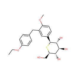 CCOc1ccc(Cc2cc([C@@H]3S[C@H](CO)[C@@H](O)[C@H](O)[C@H]3O)ccc2OC)cc1 ZINC000049071750