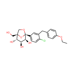 CCOc1ccc(Cc2cc([C@]34OC[C@](CO)(O3)[C@@H](O)[C@H](O)[C@@H]4O)ccc2Cl)cc1 ZINC000071332924