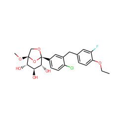 CCOc1ccc(Cc2cc([C@]34OC[C@](OC)(O3)[C@@H](O)[C@H](O)[C@H]4O)ccc2Cl)cc1F ZINC001772576484