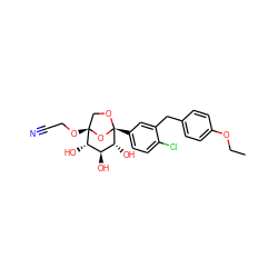 CCOc1ccc(Cc2cc([C@]34OC[C@](OCC#N)(O3)[C@@H](O)[C@H](O)[C@H]4O)ccc2Cl)cc1 ZINC001772650959