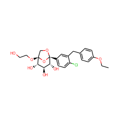 CCOc1ccc(Cc2cc([C@]34OC[C@](OCCO)(O3)[C@@H](O)[C@H](O)[C@H]4O)ccc2Cl)cc1 ZINC001772602068