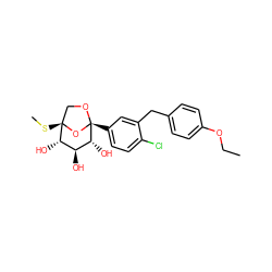 CCOc1ccc(Cc2cc([C@]34OC[C@](SC)(O3)[C@@H](O)[C@H](O)[C@H]4O)ccc2Cl)cc1 ZINC001772590924