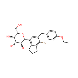 CCOc1ccc(Cc2cc([C@H]3O[C@@H](CO)[C@H](O)[C@@H](O)[C@@H]3O)c3c(c2Br)CCC3)cc1 ZINC001772645747