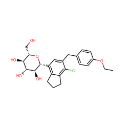 CCOc1ccc(Cc2cc([C@H]3O[C@@H](CO)[C@H](O)[C@@H](O)[C@@H]3O)c3c(c2Cl)CCC3)cc1 ZINC001772588463