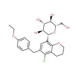 CCOc1ccc(Cc2cc([C@H]3O[C@@H](CO)[C@H](O)[C@@H](O)[C@@H]3O)c3c(c2Cl)CCCO3)cc1 ZINC001772624375