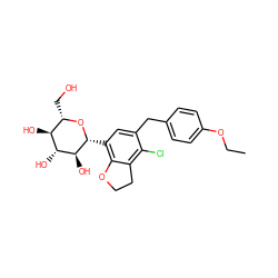 CCOc1ccc(Cc2cc([C@H]3O[C@@H](CO)[C@H](O)[C@@H](O)[C@@H]3O)c3c(c2Cl)CCO3)cc1 ZINC001772592326