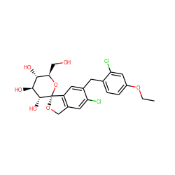 CCOc1ccc(Cc2cc3c(cc2Cl)CO[C@]32O[C@H](CO)[C@@H](O)[C@H](O)[C@H]2O)c(Cl)c1 ZINC000045334364