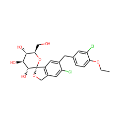 CCOc1ccc(Cc2cc3c(cc2Cl)CO[C@]32O[C@H](CO)[C@@H](O)[C@H](O)[C@H]2O)cc1Cl ZINC000045253275