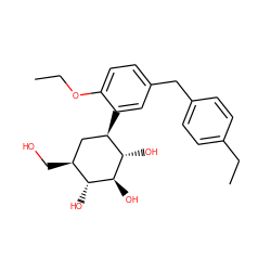 CCOc1ccc(Cc2ccc(CC)cc2)cc1[C@@H]1C[C@H](CO)[C@@H](O)[C@H](O)[C@H]1O ZINC000035794780