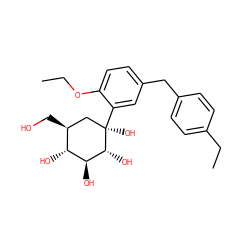 CCOc1ccc(Cc2ccc(CC)cc2)cc1[C@]1(O)C[C@H](CO)[C@@H](O)[C@H](O)[C@H]1O ZINC000084670956