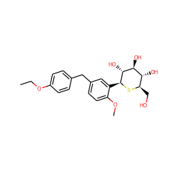 CCOc1ccc(Cc2ccc(OC)c([C@@H]3S[C@H](CO)[C@@H](O)[C@H](O)[C@H]3O)c2)cc1 ZINC000049070633