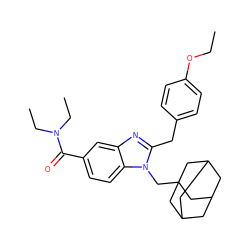 CCOc1ccc(Cc2nc3cc(C(=O)N(CC)CC)ccc3n2CC23CC4CC(CC(C4)C2)C3)cc1 ZINC000040894647