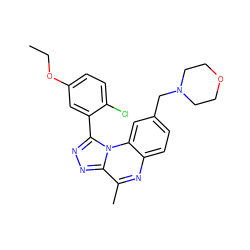 CCOc1ccc(Cl)c(-c2nnc3c(C)nc4ccc(CN5CCOCC5)cc4n23)c1 ZINC000149353034