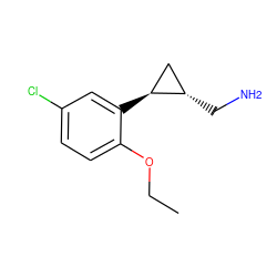 CCOc1ccc(Cl)cc1[C@H]1C[C@@H]1CN ZINC000299853336