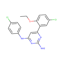 CCOc1ccc(Cl)cc1-c1cc(Nc2ccc(Cl)cc2)nc(N)n1 ZINC000026386620