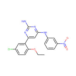 CCOc1ccc(Cl)cc1-c1cc(Nc2cccc([N+](=O)[O-])c2)nc(N)n1 ZINC000026390944