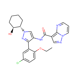 CCOc1ccc(Cl)cc1-c1nn([C@H]2CCCC[C@@H]2O)cc1NC(=O)c1cnn2cccnc12 ZINC000205174968