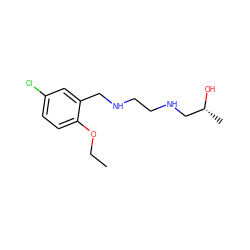CCOc1ccc(Cl)cc1CNCCNC[C@@H](C)O ZINC000019370691