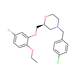 CCOc1ccc(Cl)cc1OC[C@@H]1CN(Cc2ccc(Cl)cc2)CCO1 ZINC000013579647