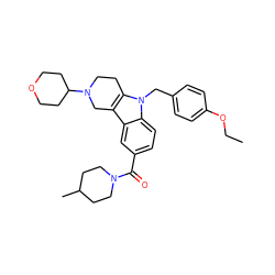 CCOc1ccc(Cn2c3c(c4cc(C(=O)N5CCC(C)CC5)ccc42)CN(C2CCOCC2)CC3)cc1 ZINC000036478722