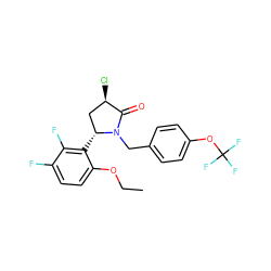 CCOc1ccc(F)c(F)c1[C@@H]1C[C@@H](Cl)C(=O)N1Cc1ccc(OC(F)(F)F)cc1 ZINC000166935090