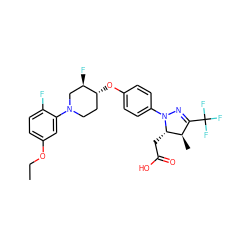 CCOc1ccc(F)c(N2CC[C@@H](Oc3ccc(N4N=C(C(F)(F)F)[C@@H](C)[C@@H]4CC(=O)O)cc3)[C@H](F)C2)c1 ZINC001772615982