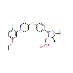 CCOc1ccc(F)c(N2CCC(Oc3ccc(N4N=C(C(F)(F)F)[C@@H](C)[C@@H]4CC(=O)O)cc3)CC2)c1 ZINC000219606910