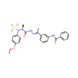 CCOc1ccc(N([C@@H](C)C(=O)N/N=C(\C)c2cccc(NC(=O)c3ccccc3)c2)S(C)(=O)=O)cc1 ZINC000008384439