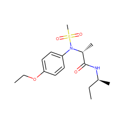 CCOc1ccc(N([C@H](C)C(=O)N[C@@H](C)CC)S(C)(=O)=O)cc1 ZINC000002988445