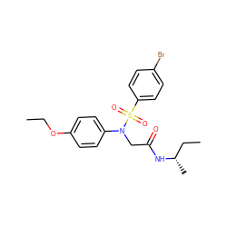 CCOc1ccc(N(CC(=O)N[C@@H](C)CC)S(=O)(=O)c2ccc(Br)cc2)cc1 ZINC000002829882