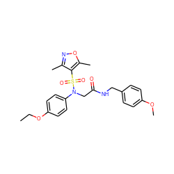 CCOc1ccc(N(CC(=O)NCc2ccc(OC)cc2)S(=O)(=O)c2c(C)noc2C)cc1 ZINC000004101193