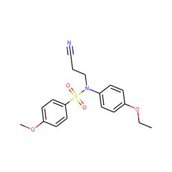 CCOc1ccc(N(CCC#N)S(=O)(=O)c2ccc(OC)cc2)cc1 ZINC000003019458