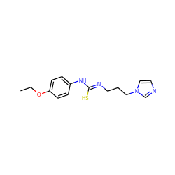 CCOc1ccc(N/C(S)=N/CCCn2ccnc2)cc1 ZINC000012393585