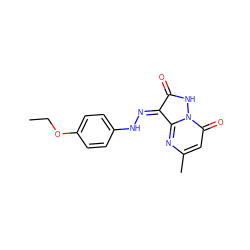 CCOc1ccc(N/N=C2/C(=O)Nn3c2nc(C)cc3=O)cc1 ZINC000008672059