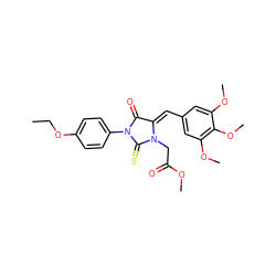 CCOc1ccc(N2C(=O)/C(=C/c3cc(OC)c(OC)c(OC)c3)N(CC(=O)OC)C2=S)cc1 ZINC000032673070