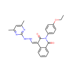 CCOc1ccc(N2C(=O)/C(=C\NNc3nc(C)cc(C)n3)c3ccccc3C2=O)cc1 ZINC000009580150