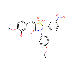 CCOc1ccc(N2C(=O)/C(=C\c3ccc(OC)c(O)c3)S(=O)(=O)[C@@H]2c2cccc([N+](=O)[O-])c2)cc1 ZINC000013523745