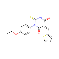 CCOc1ccc(N2C(=O)/C(=C\c3cccs3)C(=O)NC2=S)cc1 ZINC000004723856