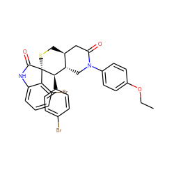 CCOc1ccc(N2C[C@H]3[C@@H](CS[C@]4(C(=O)Nc5cccc(Br)c54)[C@@H]3c3ccc(Br)cc3)CC2=O)cc1 ZINC001772626597