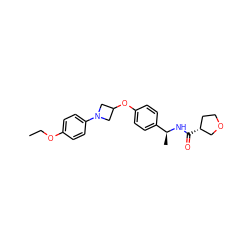 CCOc1ccc(N2CC(Oc3ccc([C@H](C)NC(=O)[C@@H]4CCOC4)cc3)C2)cc1 ZINC000142346386