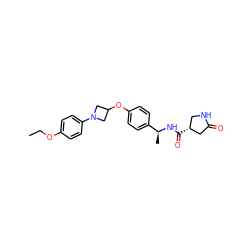 CCOc1ccc(N2CC(Oc3ccc([C@H](C)NC(=O)[C@@H]4CNC(=O)C4)cc3)C2)cc1 ZINC000142234314