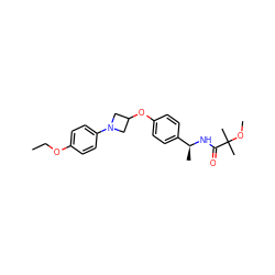 CCOc1ccc(N2CC(Oc3ccc([C@H](C)NC(=O)C(C)(C)OC)cc3)C2)cc1 ZINC000142285480