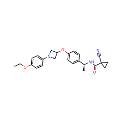 CCOc1ccc(N2CC(Oc3ccc([C@H](C)NC(=O)C4(C#N)CC4)cc3)C2)cc1 ZINC000142345492